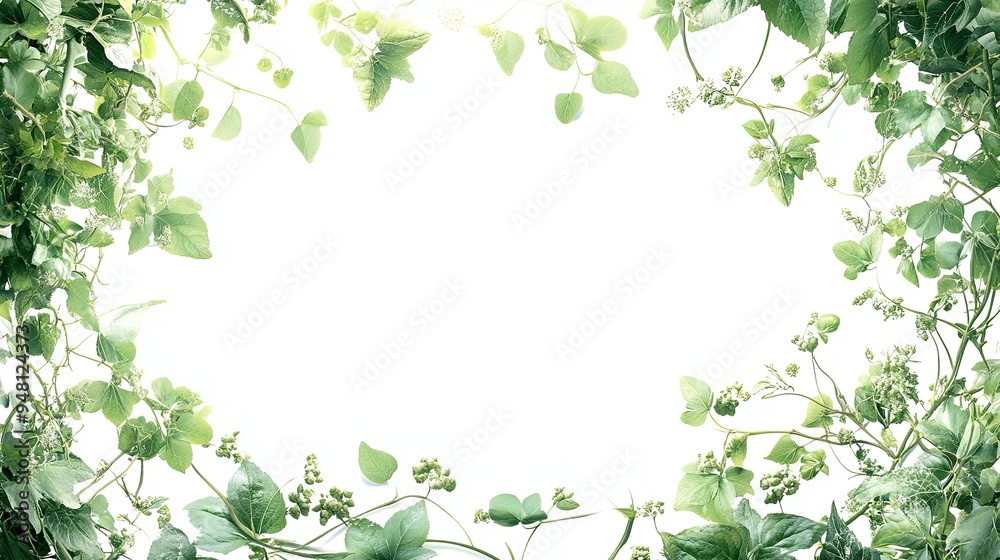 141. A nature-inspired frame with intertwining vines and delicate flowers, the organic elements forming a natural border that blends seamlessly with the white background, evoking a sense of harmony 141. A nature-inspired frame with intertwining vines and delicate flowers, the organic elements forming a natural border that blends seamlessly with the white background, evoking a sense of harmony