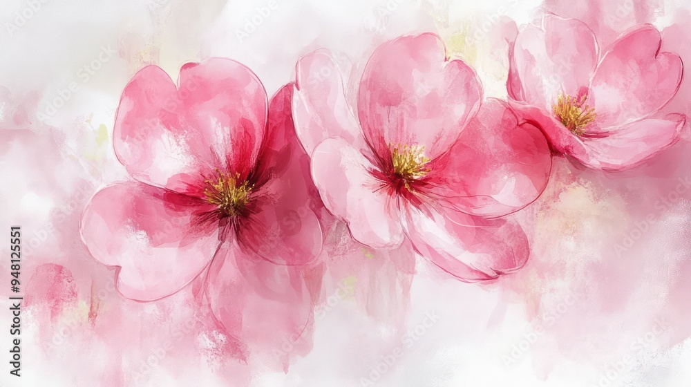Soft pink blossoms in a delicate watercolor style evoke tranquility and beauty. Soft pink blossoms in a delicate watercolor style evoke tranquility and beauty.