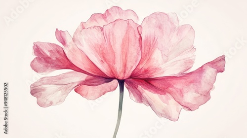 Delicate pink flower illustration showcasing soft watercolor textures and gentle hues.
