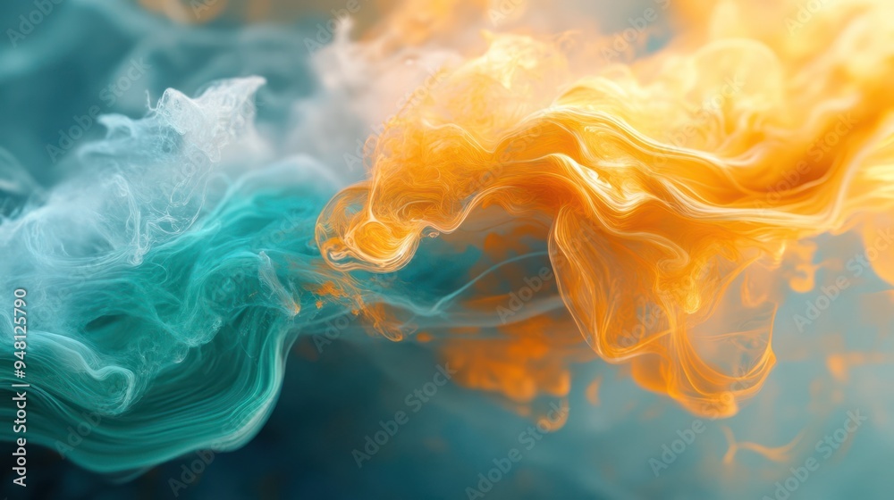 Obraz premium Swirling colors of blue and orange create a mesmerizing abstract pattern.