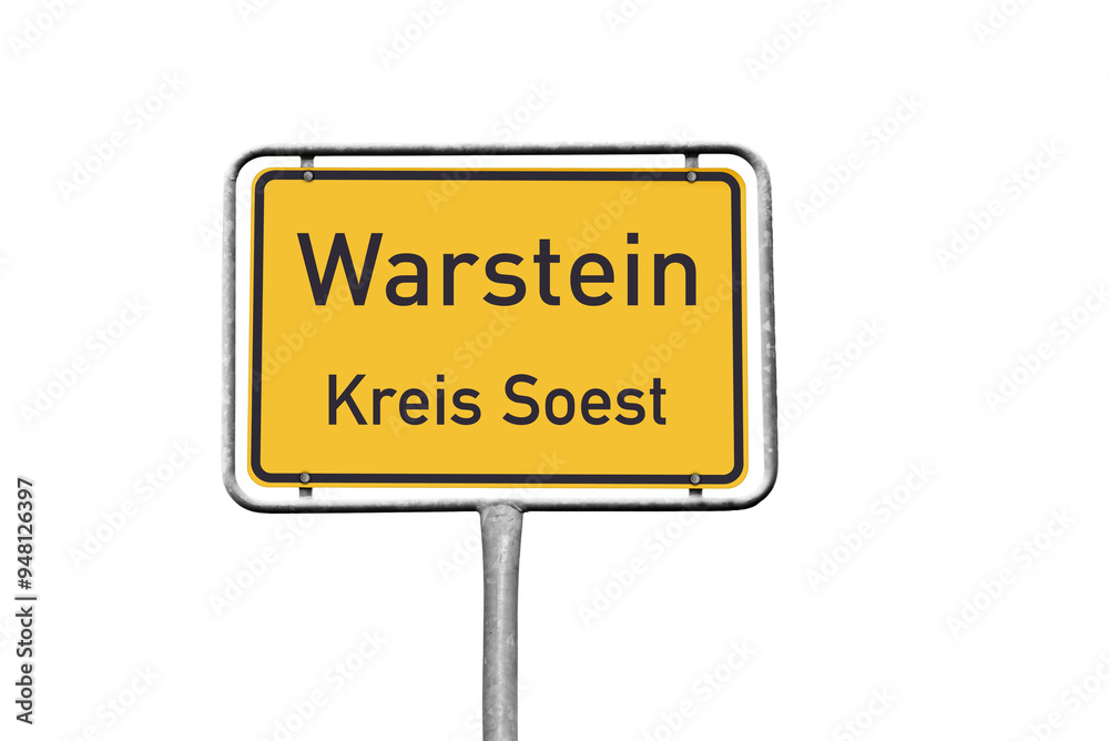 Ortstafel, Warstein, Kreis Soest, freigestellt als PNG-Datei, (Symbolbild)