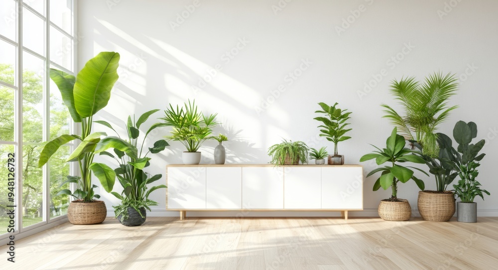 White wall background with cabinet for TV in modern interior. White wall background with cabinet for TV in modern interior.