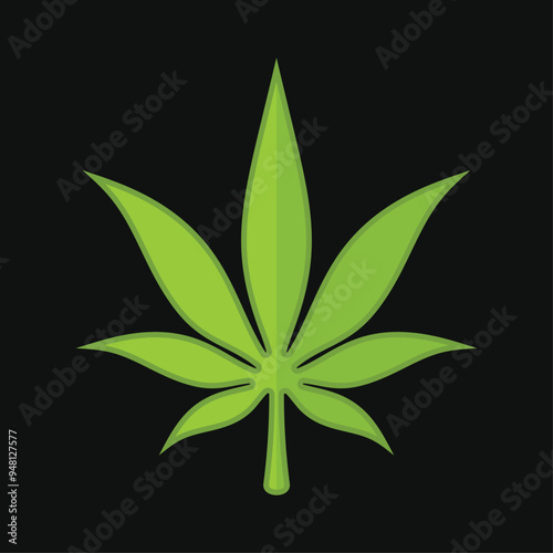 Marijuana Leaf. Medical Cannabis on Black Background. Vector