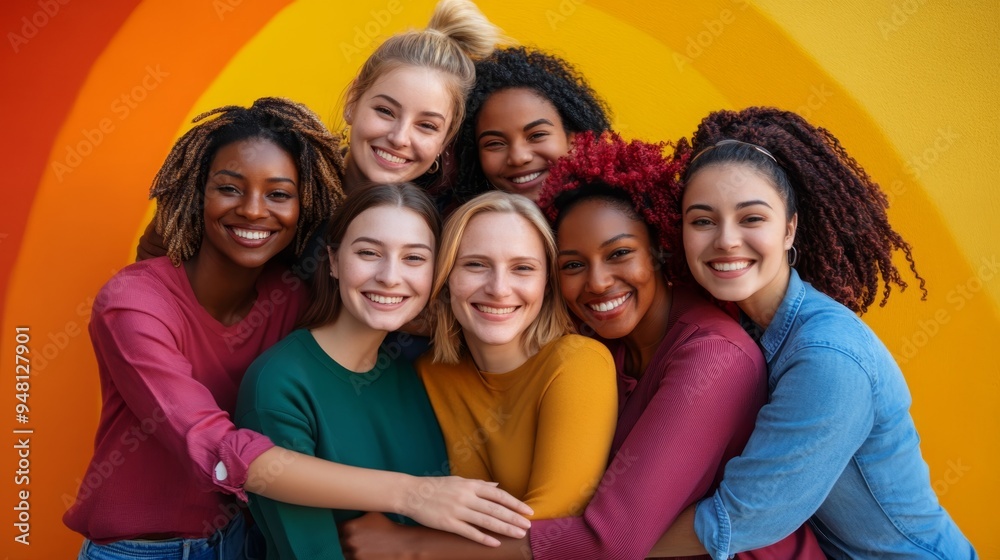 Fototapeta premium Empowered women celebrating diversity and inclusion in a vibrant workplace environment