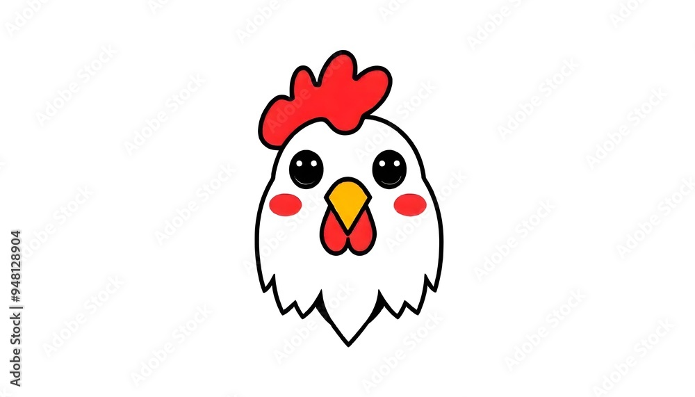 Fototapeta premium Chicken face icon drawing isolated on a white background