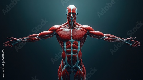 A visual representation of the musculoskeletal system, illustrating how muscles and bones work together to enable movement and support the body. photo