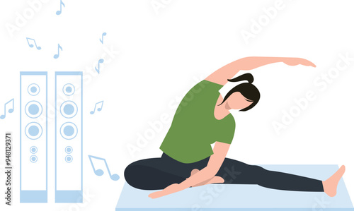 Girl exercising with music.