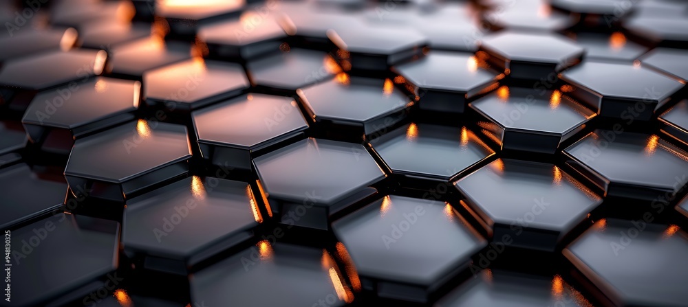 Black Geometric Backdrop with Abstract Hexagonal Shapes
