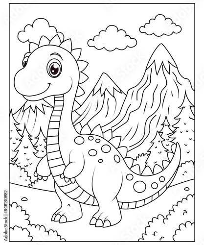 Dinosaur coloring page for kids and adults