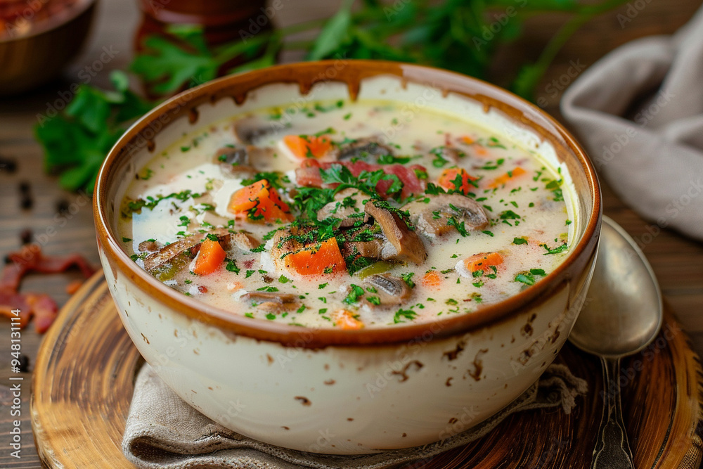 Creamy Mushroom Soup with Carrots and Parsley Creamy Mushroom Soup with Carrots and Parsley