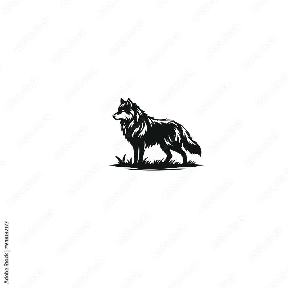 Fox silhouette vector isolated. Omnivorous mammal or wild animal _silhouette vector fox