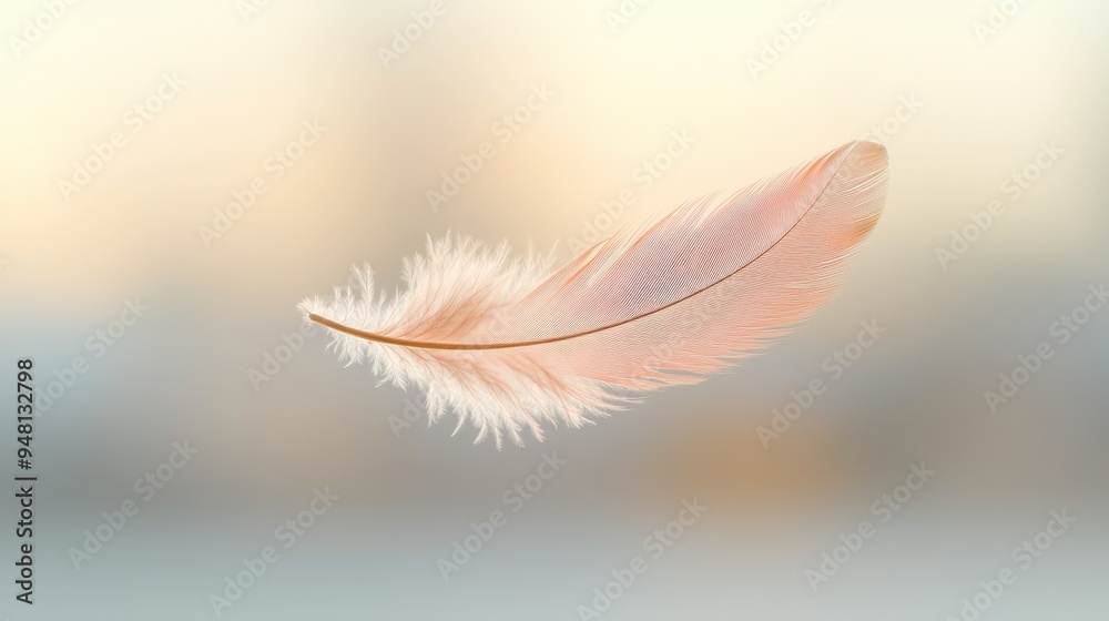 Obraz premium Serene Floating Feather Against Soft Pastel Backdrop