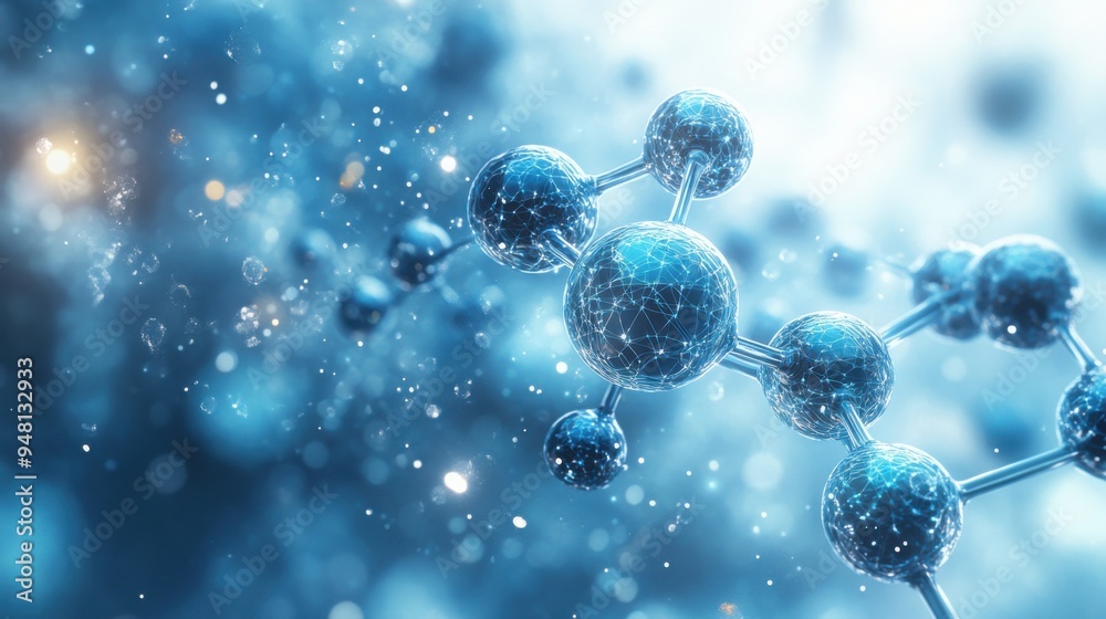 Clipart of a seamless 3D science background with interconnected atoms and molecules
