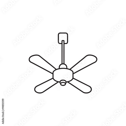 Ceiling fan outline icon, ceiling fan logo background. black ceiling fan vector icon for web design isolated on white background.