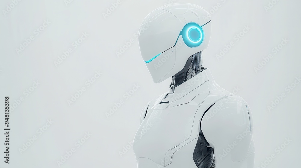 A humanoid AI robot stands silently in a stark, minimalist space, showcasing its smooth white surface and futuristic features A humanoid AI robot stands silently in a stark, minimalist space, showcasing its smooth white surface and futuristic features