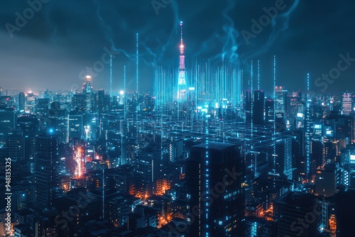 Cyberpunk Tokyo Skyline at Night