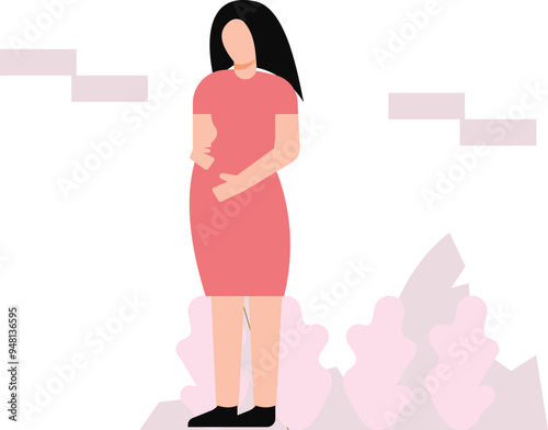 Pregnant woman standing.