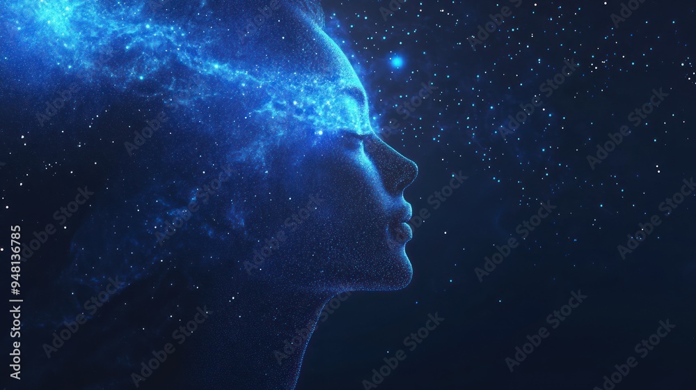 Digital Portrait of a Person with a Galaxy Inside Digital Portrait of a Person with a Galaxy Inside