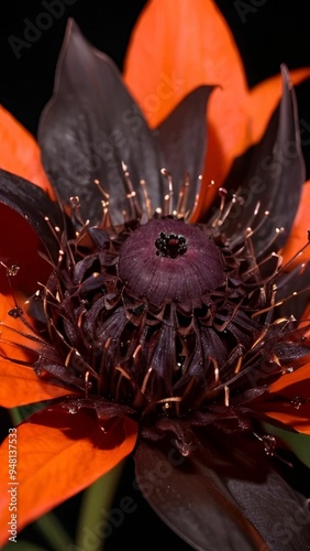 close-up photo of a black Bat Flower (Tacca chantrieri) in full bloom photo