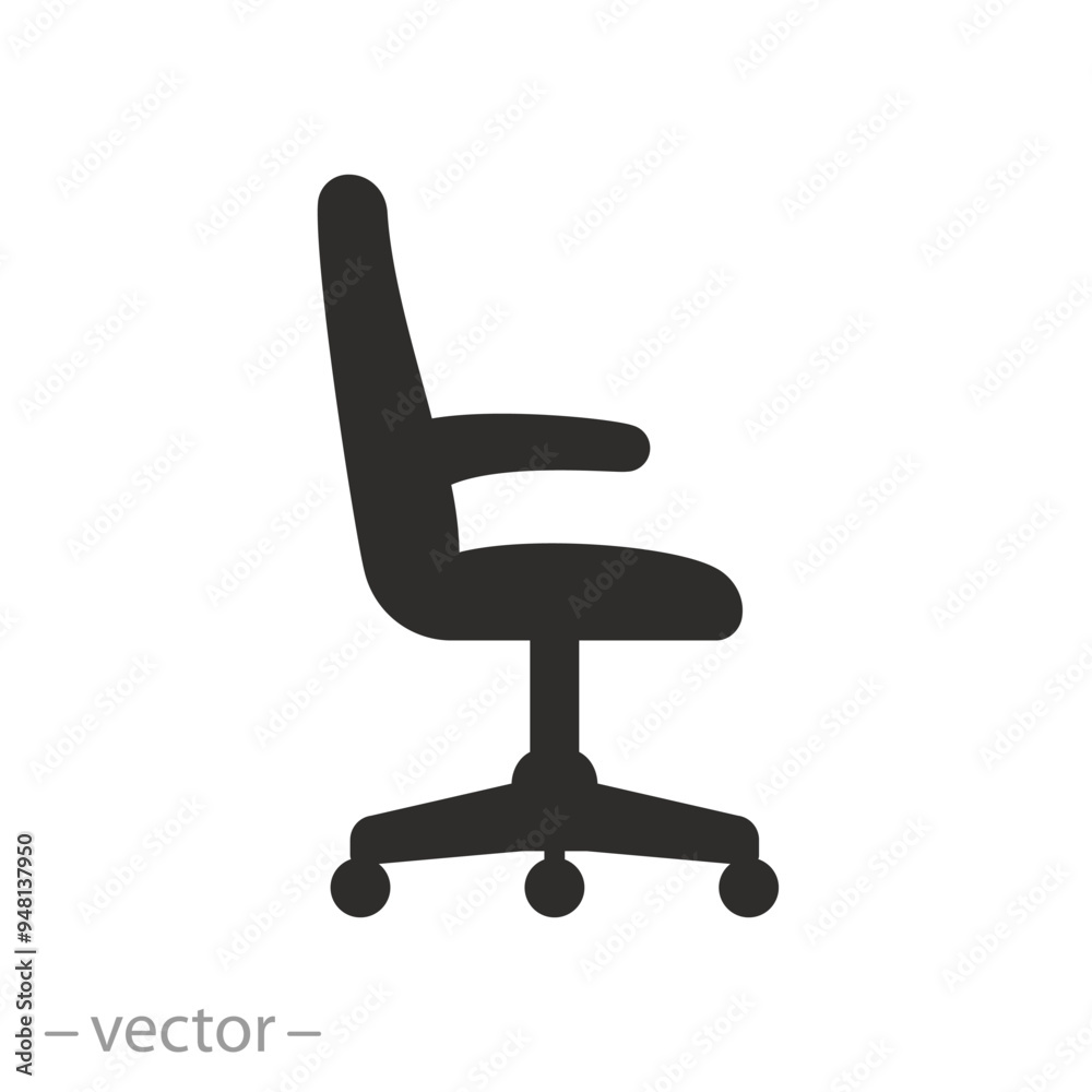 silhourtte office or computer chair icon, hiring job, work vacancy, search employee concept, flat vector illustration silhourtte office or computer chair icon, hiring job, work vacancy, search employee concept, flat vector illustration