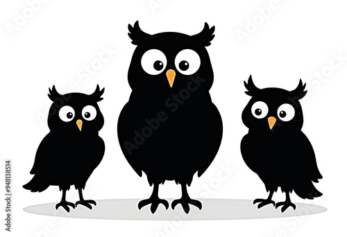 Vector Owl Silhouettes | Isolated on Transparent Background