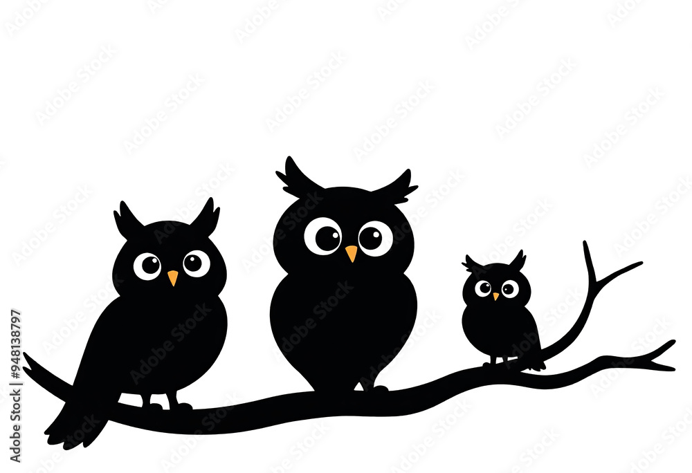 Silhouette of Three Owls | Perfect for Halloween or Nature Themes Silhouette of Three Owls | Perfect for Halloween or Nature Themes