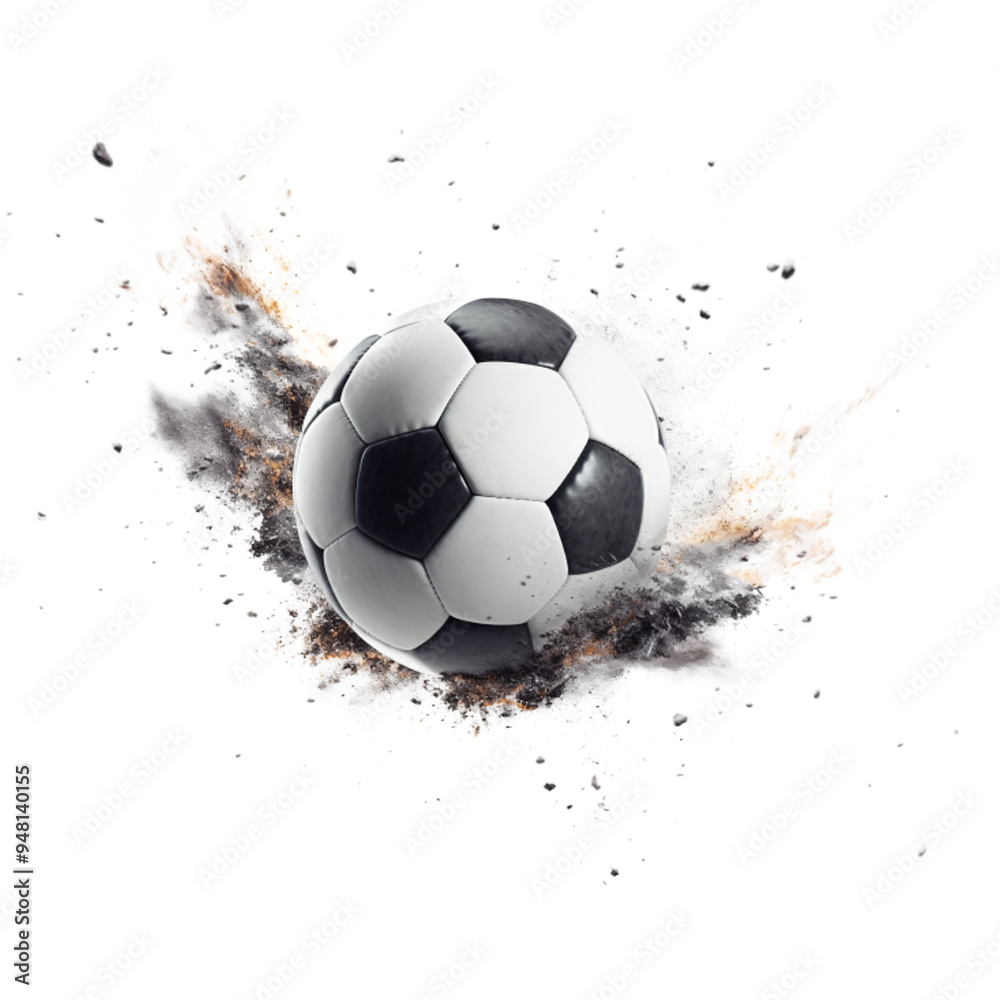 Fototapeta premium Soccer ball mid-air isolated on a white background