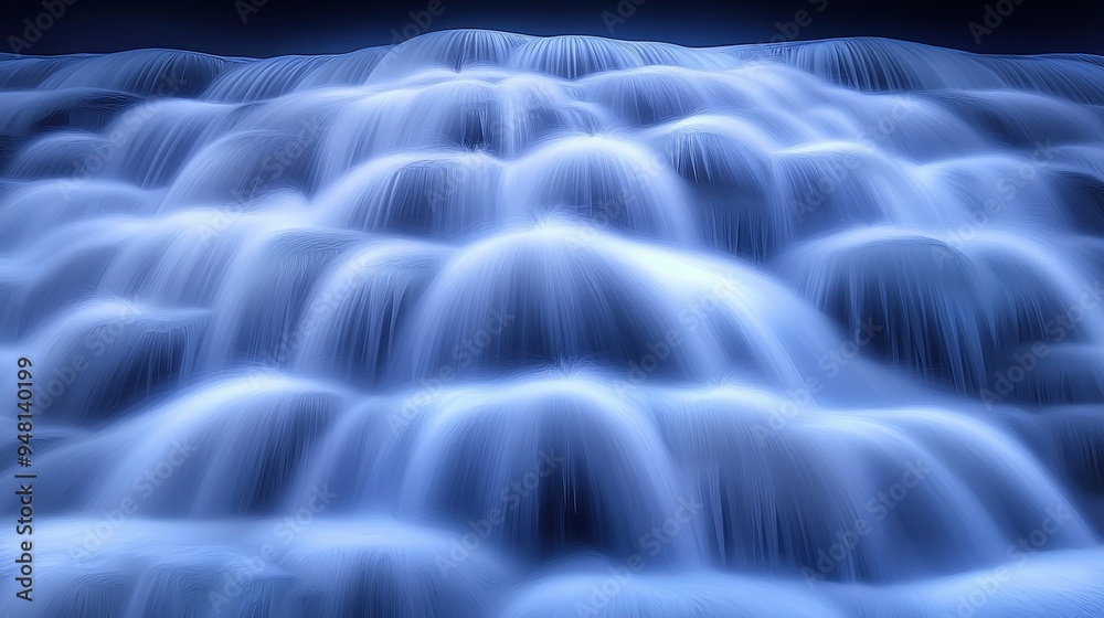 Obraz premium Frozen waterfall cascading over rocks creating a luminous and hyper detailed background