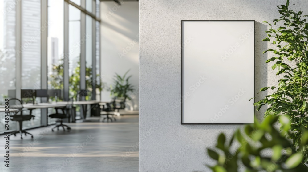 Blank Canvas Mockup in Modern Office Blank Canvas Mockup in Modern Office