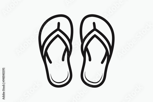 A pair of flip flops drawn in a single line, minimalist style