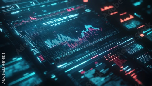 Digital Data Visualizations: Abstract Charts and Graphs on a Screen