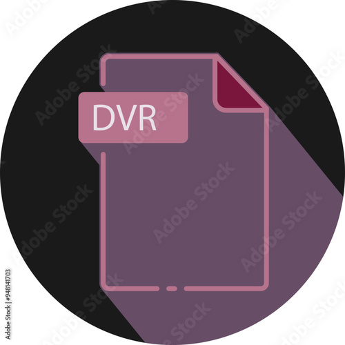 DVR File fomat minimal icon with circle outside