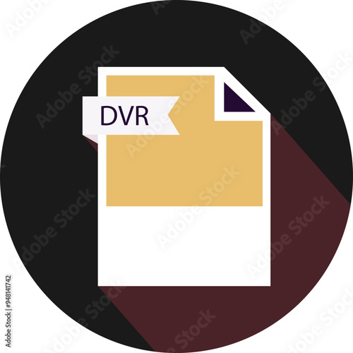 DVR File format icon and black shadow circular shape