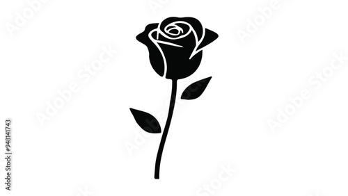 shape of a beautiful single rose illustration