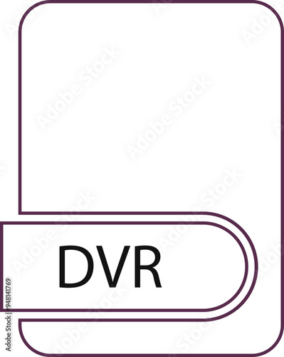 DVR File format icon black outline and light color
