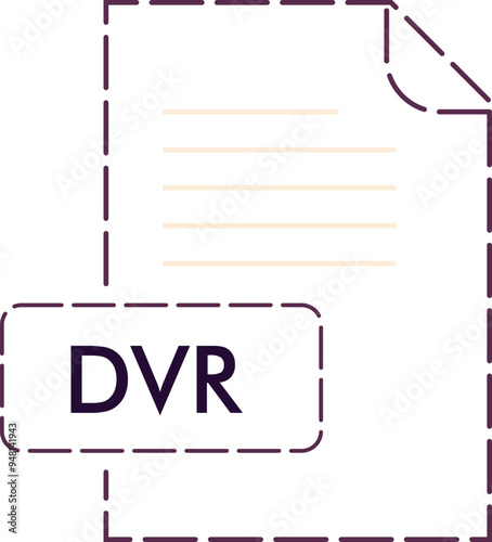 DVR File format icon rounded dashed outline