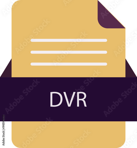DVR file icon with color and rounded corners and folded doc