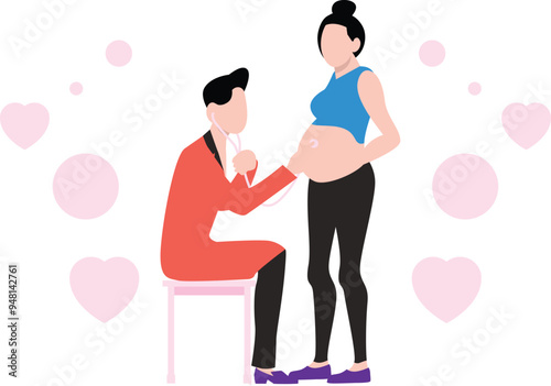 The girl is having her pregnancy checked up by a doctor.