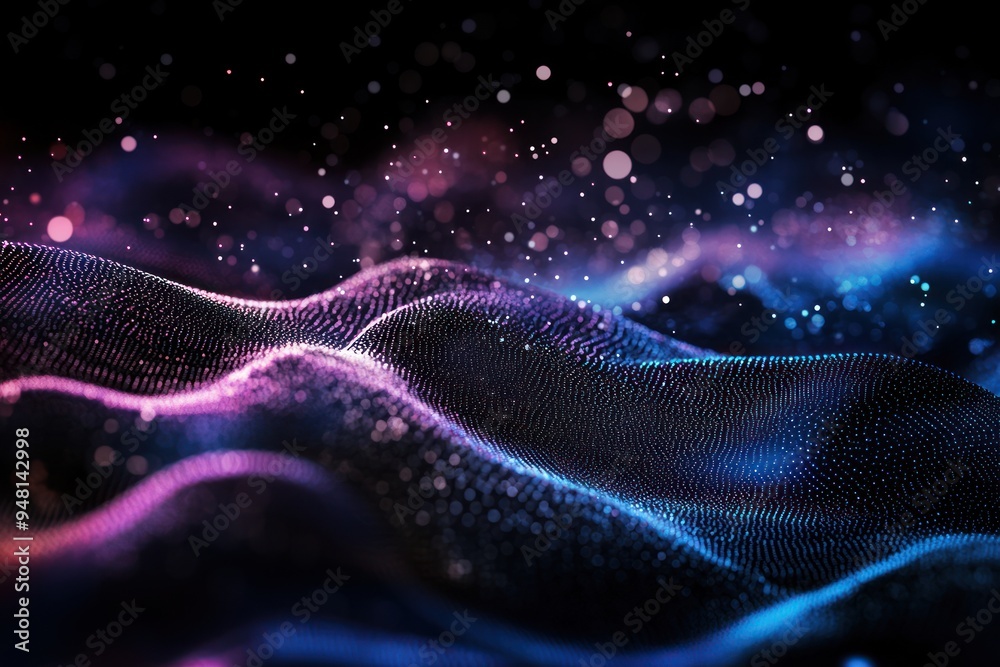 Abstract Digital Landscape with Glowing Particles Abstract Digital Landscape with Glowing Particles