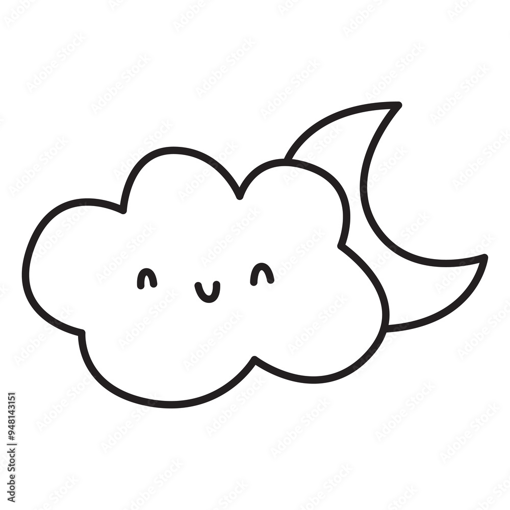 cloud and moon doodle icon transparent background cloud and moon doodle icon transparent background