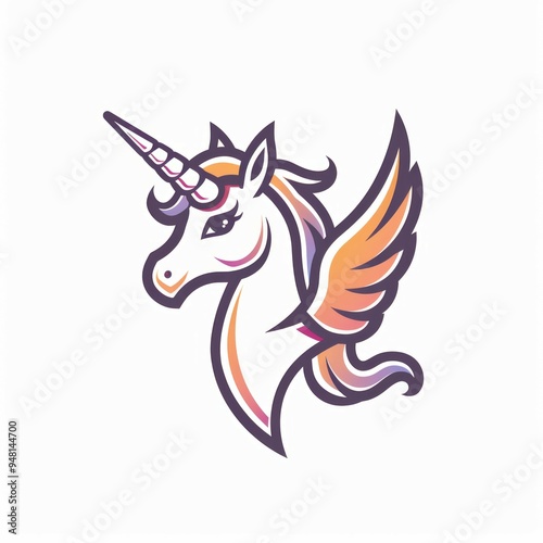 Wallpaper Mural Unicorn silhouette set. Hand drawn vector illustration of unicorn head silhouette. Magic animal profile, unicorn logotype isolated on white background Torontodigital.ca
