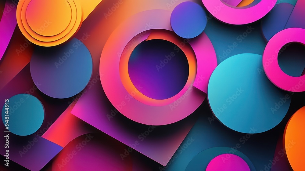 Colorful abstract composition featuring layered geometric shapes in vibrant hues. Colorful abstract composition featuring layered geometric shapes in vibrant hues.