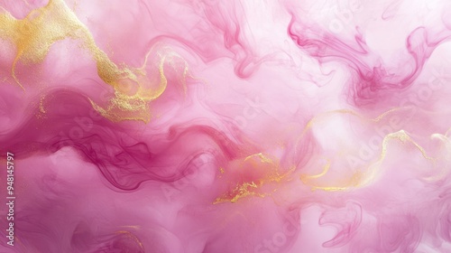 Abstract pink and gold fluid art showcasing swirling patterns and textures.