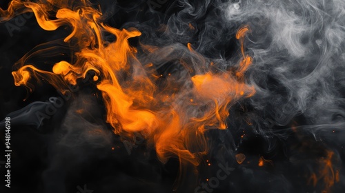 An abstract view of swirling orange and gray smoke, creating an artistic and dynamic visual experience.