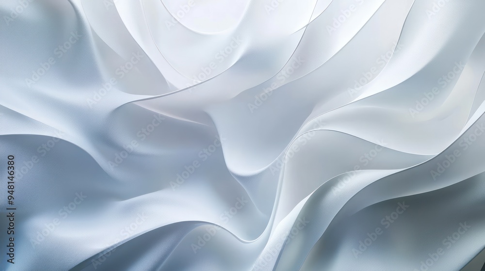 Obraz premium A serene and flowing abstract pattern of soft, white fabric, creating a soothing visual texture.