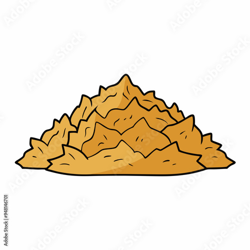 Mountain Wood Shavings Art on White Background