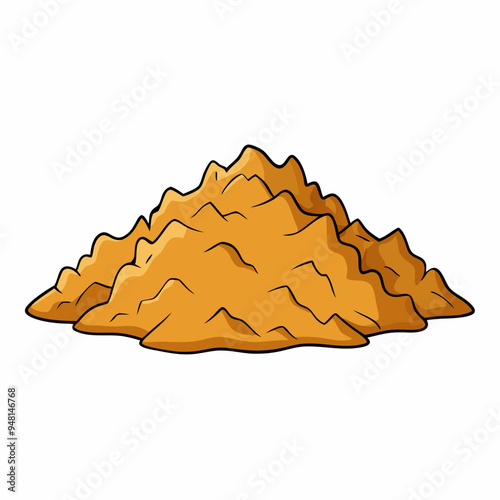 Mountain Wood Shavings Art on White Background