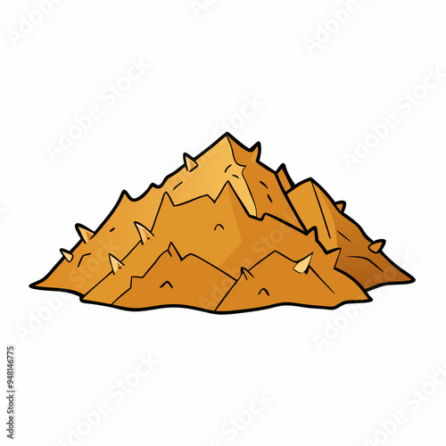 Mountain Wood Shavings Art on White Background