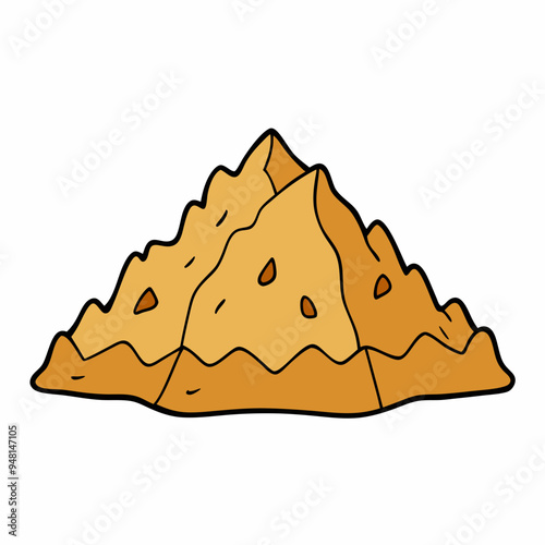 Mountain Wood Shavings Art on White Background