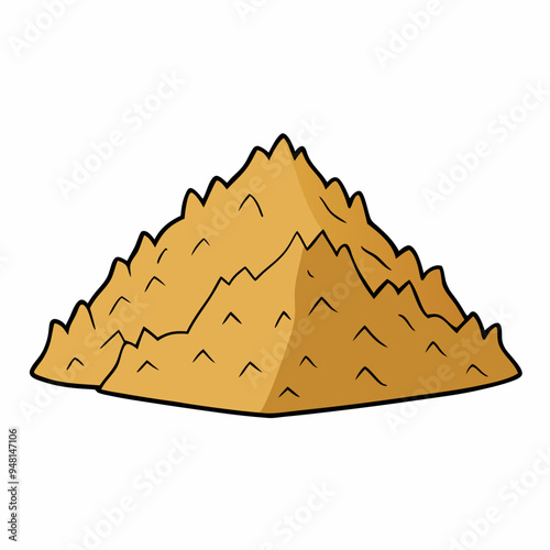 Mountain Wood Shavings Art on White Background